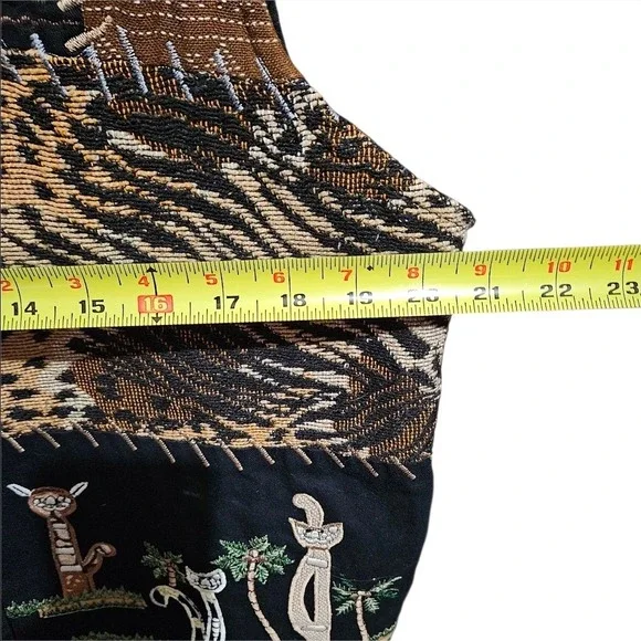 Life Style Patchwork Animal Print Embroidered‎ Vest Women's XL Bohemian Egyptian - Picture 8 of 9